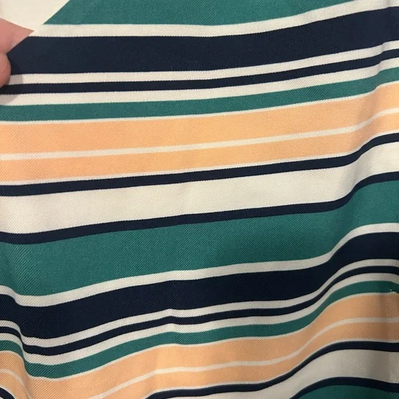 NWT J.O.A. One-Shoulder Dress with Green and Cream Stripes - Picture 6 of 7